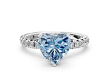 White gold Fancy Blue Heart Cut Diamond Pavé Solitaire Ring with Round Band and Prong Setting_12