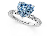 White gold Fancy Blue Heart Cut Diamond Pavé Solitaire Ring with Round Band and Prong Setting_13