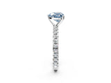 White gold Fancy Blue Heart Cut Diamond Pavé Solitaire Ring with Round Band and Prong Setting_14