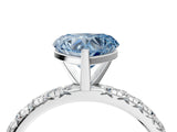 White gold Fancy Blue Heart Cut Diamond Pavé Solitaire Ring with Round Band and Prong Setting_16