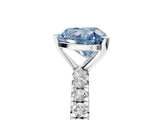 White gold Fancy Blue Heart Cut Diamond Pavé Solitaire Ring with Round Band and Prong Setting_17