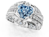 White gold Fancy Blue Heart Cut Diamond Pave Art Deco Split Shank Ring with Four-Prong Setting_1