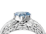 White gold Fancy Blue Heart Cut Diamond Pave Art Deco Split Shank Ring with Four-Prong Setting_4