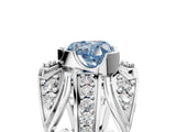 White gold Fancy Blue Heart Cut Diamond Pave Art Deco Split Shank Ring with Four-Prong Setting_5