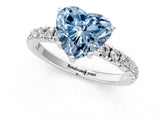 White gold Fancy Blue Heart Cut Diamond Pave Band Solitaire Ring with Round  and Prong Setting_124