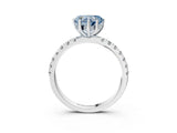 White gold Fancy Blue Heart Cut Diamond Pave Band Solitaire Ring with Round  and Prong Setting_126
