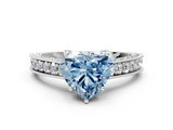 White gold Fancy Blue Heart  Cut Diamond Pave Band with Four-Prong Setting_37
