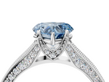 White gold Fancy Blue Heart  Cut Diamond Pave Band with Four-Prong Setting_41