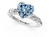 White gold Fancy Blue Heart  Cut Diamond Ring with Baguette Side Stones, Channel Set Band, and Four-Prong Setting_4