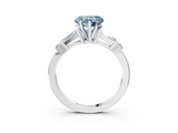 White gold Fancy Blue Heart  Cut Diamond Ring with Baguette Side Stones, Channel Set Band, and Four-Prong Setting_6