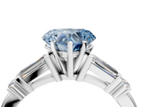 White gold Fancy Blue Heart  Cut Diamond Ring with Baguette Side Stones, Channel Set Band, and Four-Prong Setting_7