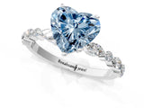 White gold Fancy Blue Heart Cut Diamond Ring with Marquise and Round  Side Stones and Four-Prong Setting_89