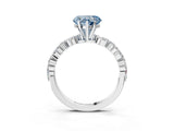 White gold Fancy Blue Heart Cut Diamond Ring with Marquise and Round  Side Stones and Four-Prong Setting_91