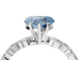 White gold Fancy Blue Heart Cut Diamond Ring with Marquise and Round  Side Stones and Four-Prong Setting_92
