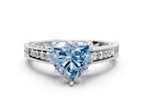 White gold Fancy Blue Heart Cut Diamond Ring with Milgrain Pavé Band and Four-Prong Setting_32