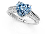 White gold Fancy Blue Heart Cut Diamond Ring with Milgrain Pavé Band and Four-Prong Setting_33