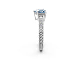 White gold Fancy Blue Heart Cut Diamond Ring with Milgrain Pavé Band and Four-Prong Setting_34
