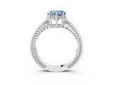 White gold Fancy Blue Heart Cut Diamond Ring with Milgrain Pavé Band and Four-Prong Setting_35