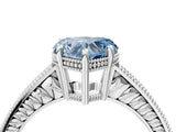 White gold Fancy Blue Heart Cut Diamond Ring with Milgrain Pavé Band and Four-Prong Setting_36