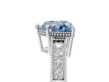 White gold Fancy Blue Heart Cut Diamond Ring with Milgrain Pavé Band and Four-Prong Setting_37