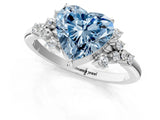 White gold Fancy Blue Heart Cut Diamond Ring with Side Stones and Four-Prong Setting_123