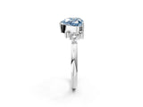 White gold Fancy Blue Heart Cut Diamond Ring with Side Stones and Four-Prong Setting_124