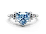 White gold Fancy Blue Heart Cut Diamond Ring with Side Stones and Four-Prong Setting_126