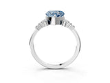 White gold Fancy Blue Heart Cut Diamond Ring with Side Stones and Four-Prong Setting_129
