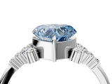 White gold Fancy Blue Heart Cut Diamond Ring with Side Stones and Four-Prong Setting_130