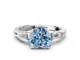 White gold Fancy Blue Heart  Cut Diamond Ring with Tapered Baguette Side Stones in Four-Prong Setting_3