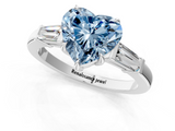 White gold Fancy Blue Heart  Cut Diamond Ring with Tapered Baguette Side Stones in Four-Prong Setting_4