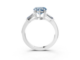 White gold Fancy Blue Heart  Cut Diamond Ring with Tapered Baguette Side Stones in Four-Prong Setting_6