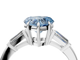 White gold Fancy Blue Heart  Cut Diamond Ring with Tapered Baguette Side Stones in Four-Prong Setting_7