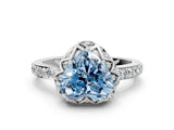 White gold Fancy Blue Heart Cut Diamond Scalloped Halo Engagement Ring with Round Shared Prong Band_13