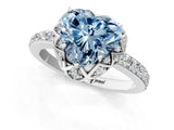 White gold Fancy Blue Heart Cut Diamond Scalloped Halo Engagement Ring with Round Shared Prong Band_14