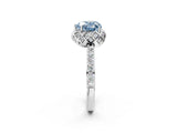 White gold Fancy Blue Heart Cut Diamond Scalloped Halo Engagement Ring with Round Shared Prong Band_15