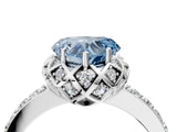 White gold Fancy Blue Heart Cut Diamond Scalloped Halo Engagement Ring with Round Shared Prong Band_17