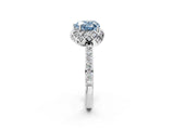 White gold Fancy Blue Heart Cut Diamond Scalloped Halo Engagement Ring with Round Shared Prong Band_21