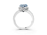 White gold Fancy Blue Heart Cut Diamond Scalloped Halo Engagement Ring with Round Shared Prong Band_22