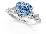 White gold Fancy Blue Heart Cut Diamond Scattered Round Accent Ring with Prong Setting_13