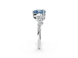 White gold Fancy Blue Heart Cut Diamond Scattered Round Accent Ring with Prong Setting_14
