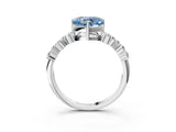 White gold Fancy Blue Heart Cut Diamond Scattered Round Accent Ring with Prong Setting_15