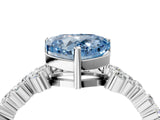 White gold Fancy Blue Heart Cut Diamond Scattered Round Accent Ring with Prong Setting_16