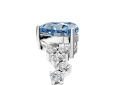 White gold Fancy Blue Heart Cut Diamond Scattered Round Accent Ring with Prong Setting_17