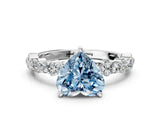 White gold Fancy Blue Heart Cut Diamond Side Stone Solitaire Ring with Round  and Four-Prong Setting_12