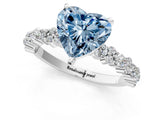 White gold Fancy Blue Heart Cut Diamond Side Stone Solitaire Ring with Round  and Four-Prong Setting_13