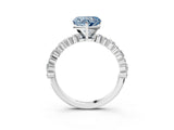White gold Fancy Blue Heart Cut Diamond Side Stone Solitaire Ring with Round  and Four-Prong Setting_15