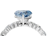 White gold Fancy Blue Heart Cut Diamond Side Stone Solitaire Ring with Round  and Four-Prong Setting_16