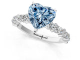 White gold Fancy Blue Heart Cut Diamond Side Stone Solitaire Ring with Round  and Four-Prong Setting_169