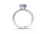 White gold Fancy Blue Heart Cut Diamond Side Stone Solitaire Ring with Round  and Four-Prong Setting_170